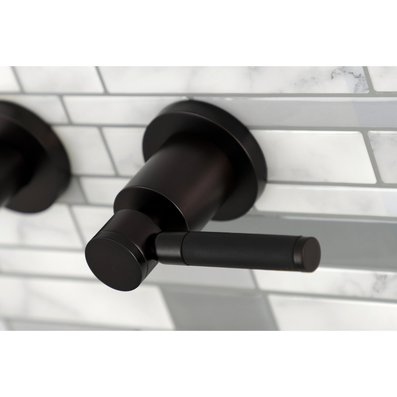 Kingston Sona KS8125DKL - Kaiser Double-Handle 3-Hole Wall Mount Bathroom Faucet, Oil Rubbed Bronze — thumbnail 2